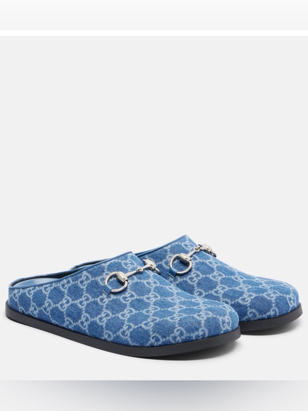 Gucci Blue GG Denim Horsebit Mule Clog